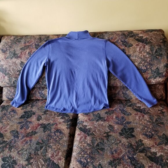 Blue, turtle neck long sleeve, cotton top, M, Northern Reflections, vintage - Picture 2 of 6